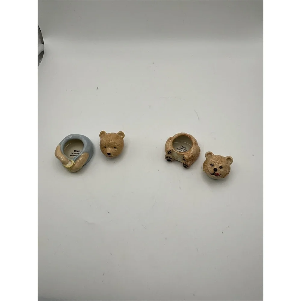 Kevin Francis Face Pots Bear & Charter Teddy Bear Trinket Pots 2pc England